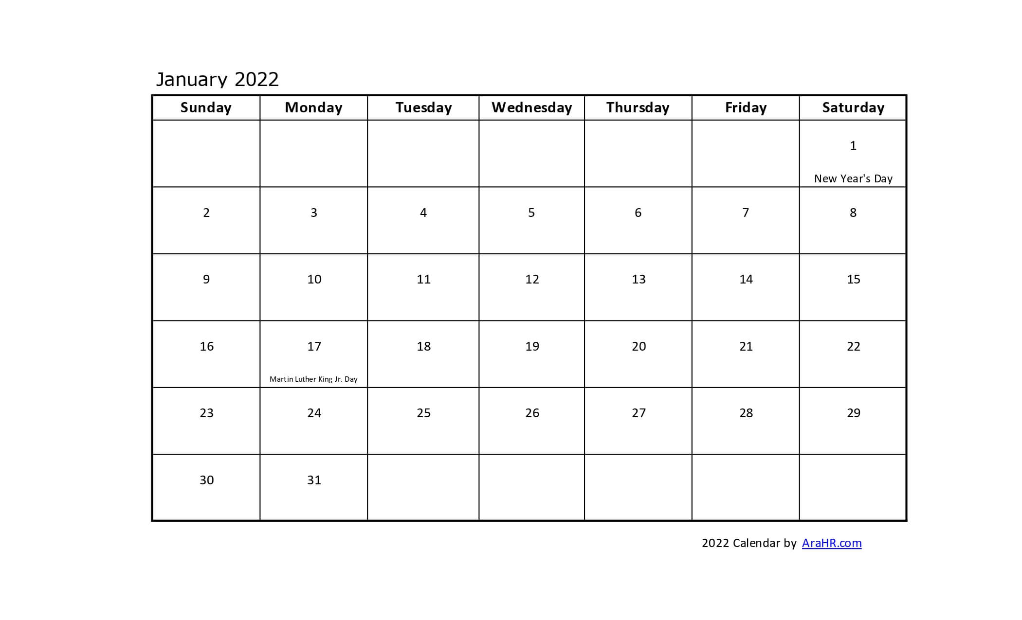 2022 calendar yearly monthly free printable template excel