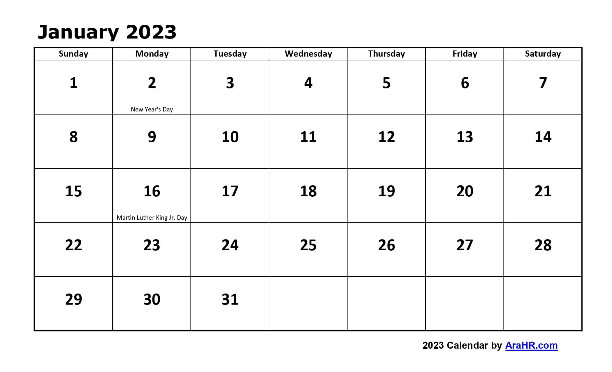 2023 Calendar - Yearly - Monthly - Free - Printable - Template - Excel