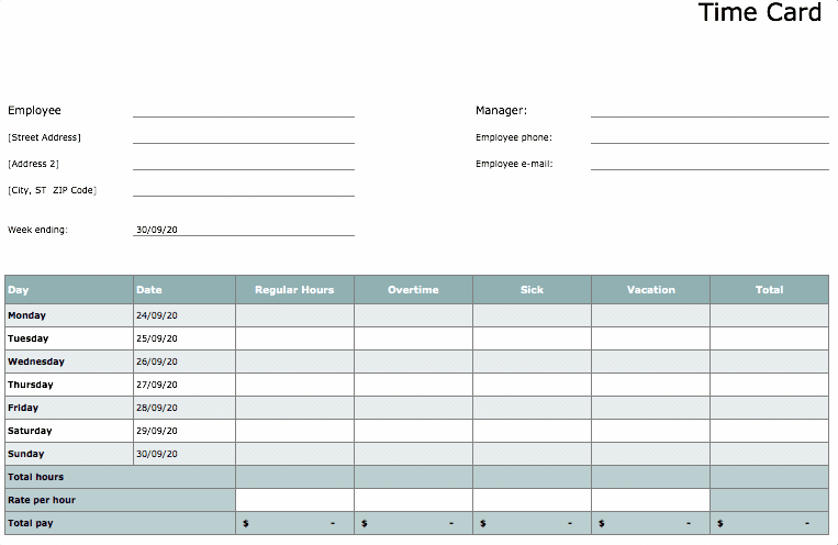 Free Timecard Template from arahr.com